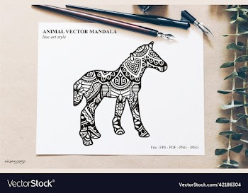 animal mandala line art style