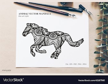 animal mandala line art style