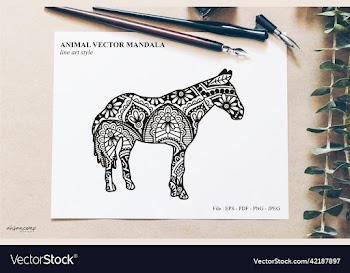 animal mandala line art style