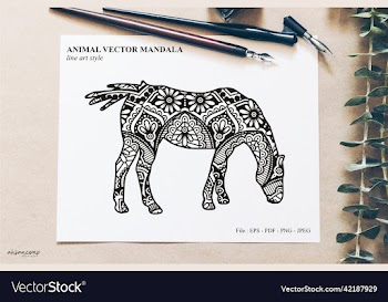 animal mandala line art style
