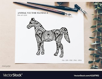 animal mandala line art style