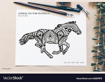 animal mandala line art style