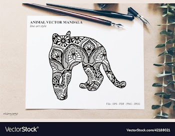 animal mandala line art style