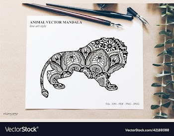 animal mandala line art style
