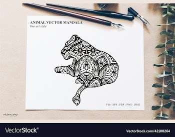 animal mandala line art style