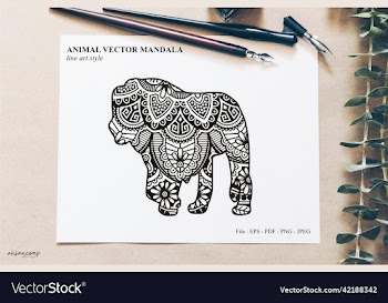 animal mandala line art style