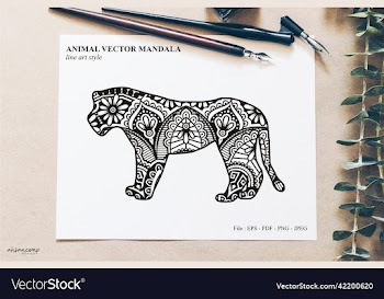 animal mandala line art style