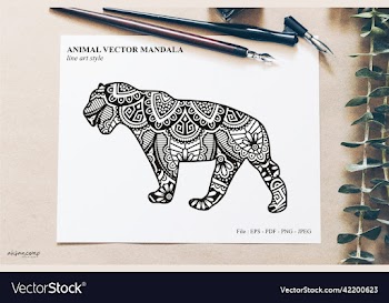 animal mandala line art style