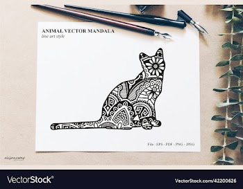 animal mandala line art style
