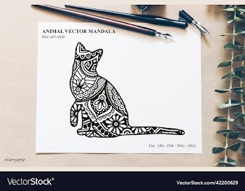 animal mandala line art style