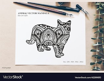 animal mandala line art style
