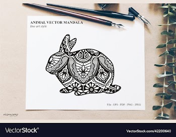 animal mandala line art style