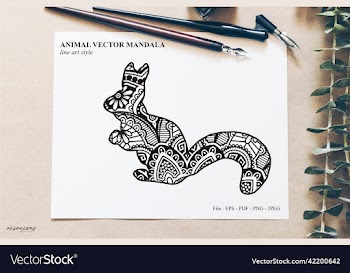 animal mandala line art style
