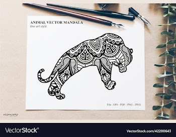 animal mandala line art style