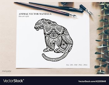 animal mandala line art style
