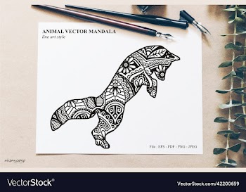 animal mandala line art style
