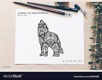 animal mandala line art style