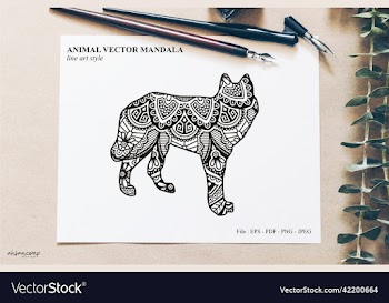 animal mandala line art style