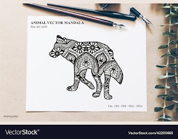 animal mandala line art style