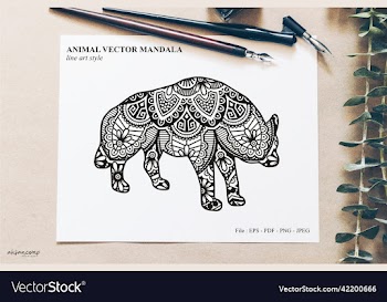 animal mandala line art style