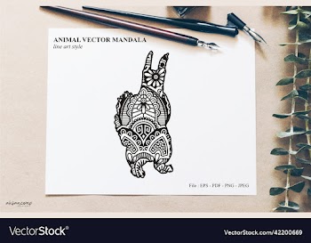 animal mandala line art style