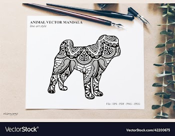 animal mandala line art style