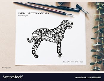 animal mandala line art style