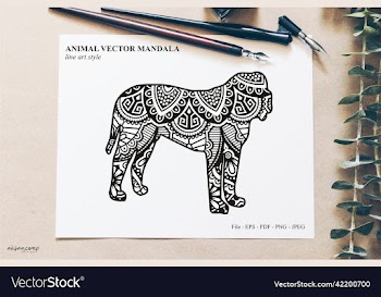 animal mandala line art style