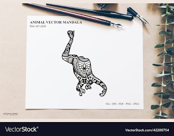 animal mandala line art style
