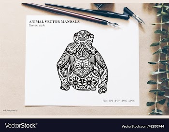 animal mandala line art style