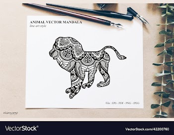 animal mandala line art style