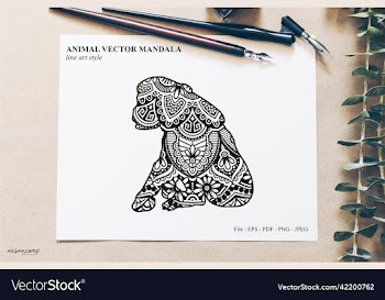 animal mandala line art style