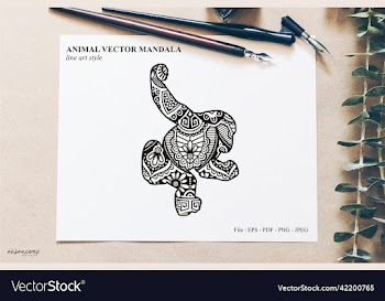animal mandala line art style