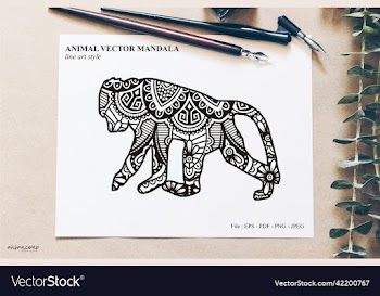 animal mandala line art style