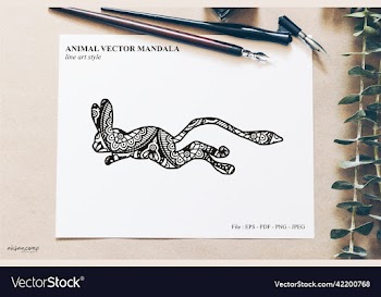 animal mandala line art style