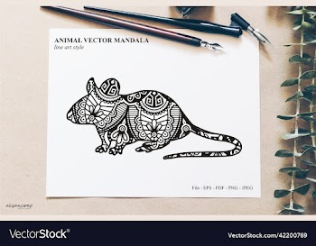 animal mandala line art style