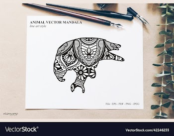 animal mandala line art style