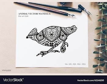 animal mandala line art style