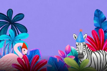Animal party border background, purple | Free Photo Illustration - rawpixel