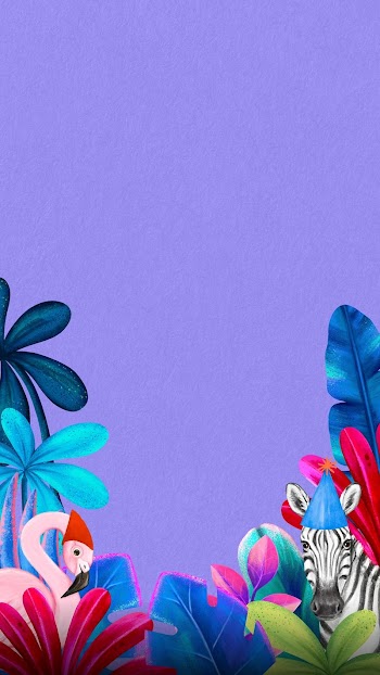 Animal party mobile wallpaper, purple | Free Photo Illustration - rawpixel