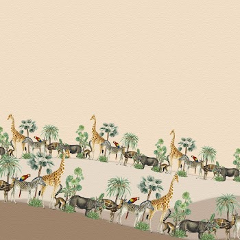 Animal pattern border frame with design space beige background
