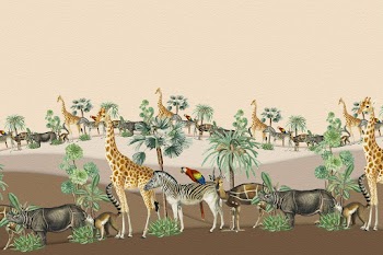 Animal pattern border frame with design space beige background
