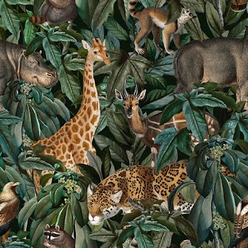 Animal seamless pattern jungle background illustration