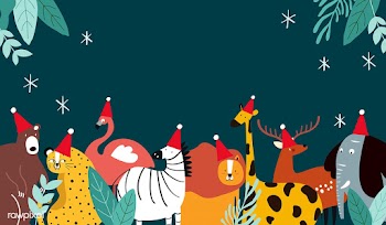 Animal theme Merry Christmas card vector | Free stock vector - 477115