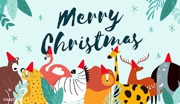 Animal theme Merry Christmas card vector | Free stock vector - 477177