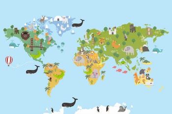 Animal world map Free Vector