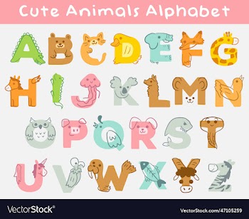 animals alphabet clip art set graphic