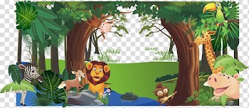 Animals in forest illustration, Tropical forest, Tropical forest animals transparent background PNG clipart