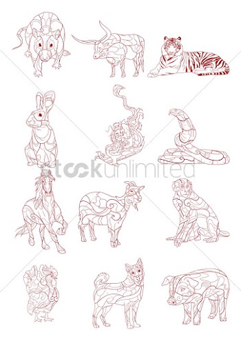 Animals line art