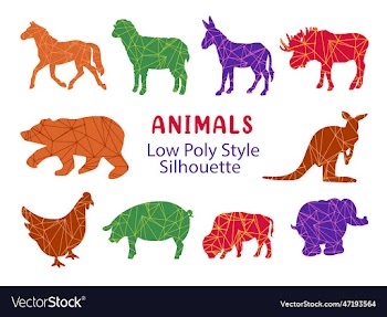 animals silhouette in low poly line style